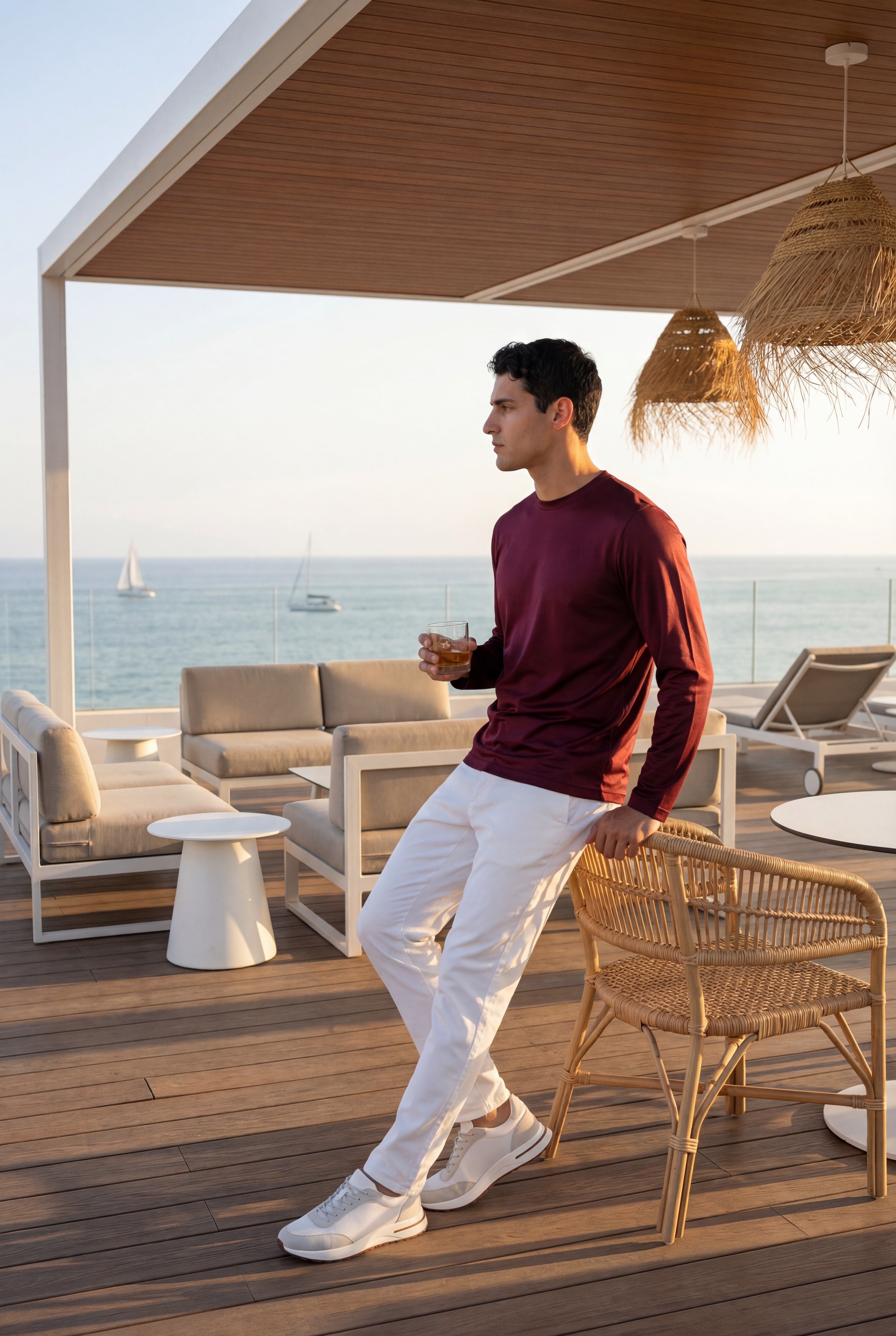 Cavalién Long Sleeve Tee Burgundy