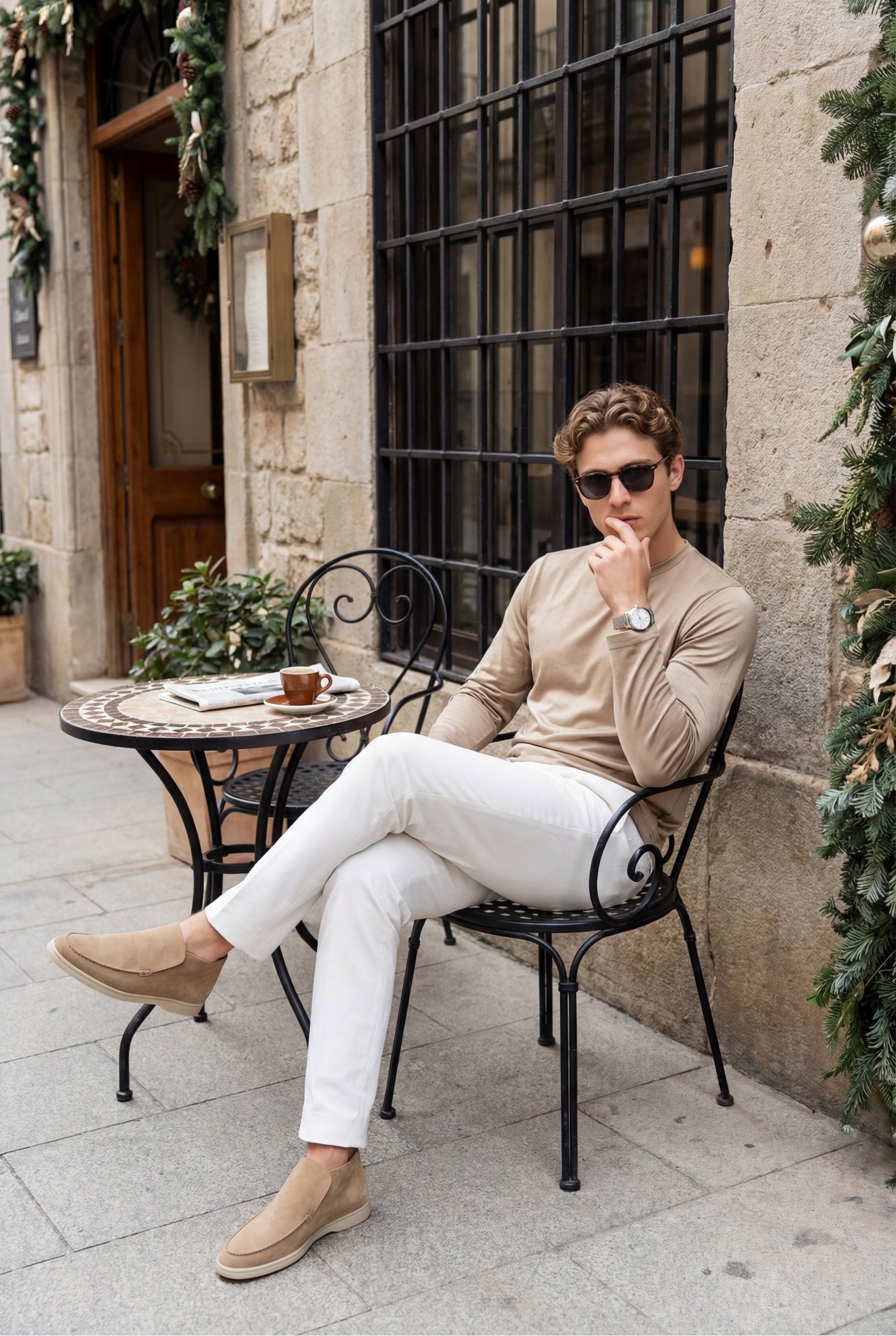 Cavalién Long Sleeve Tee Beige